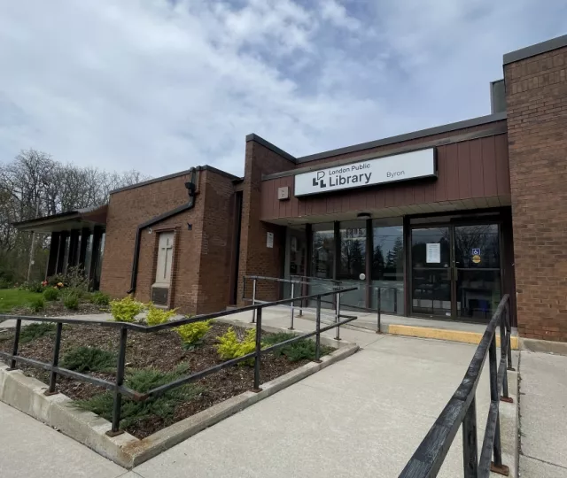 The front entrance of Byron Branch Library