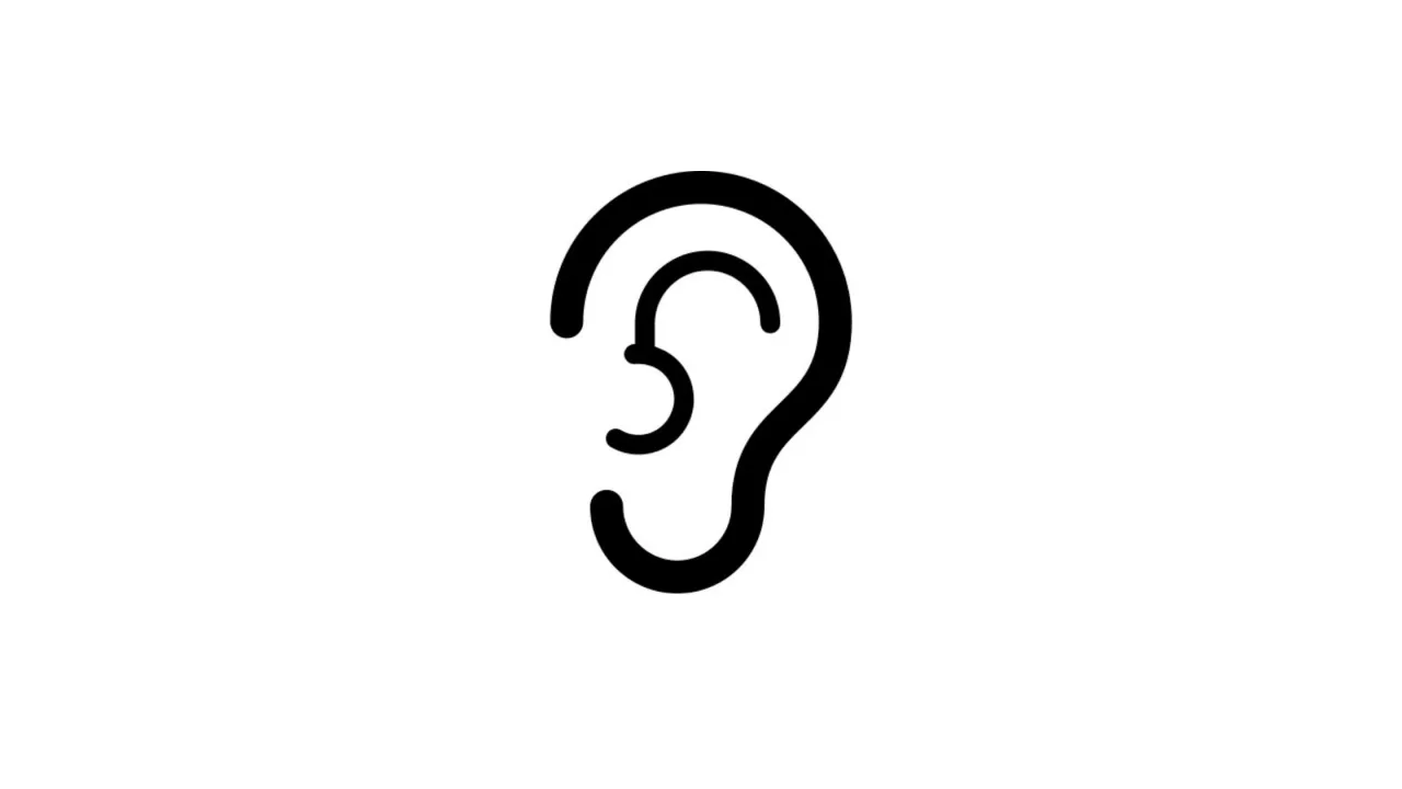 Black line illustration of an ear