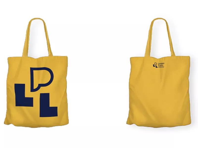 LPL Tote bag in yellow with blue icon logo on front