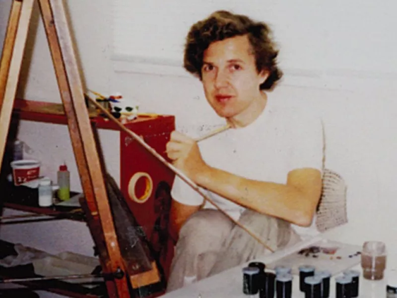Rudy Sparkuhl painting in his Studio.