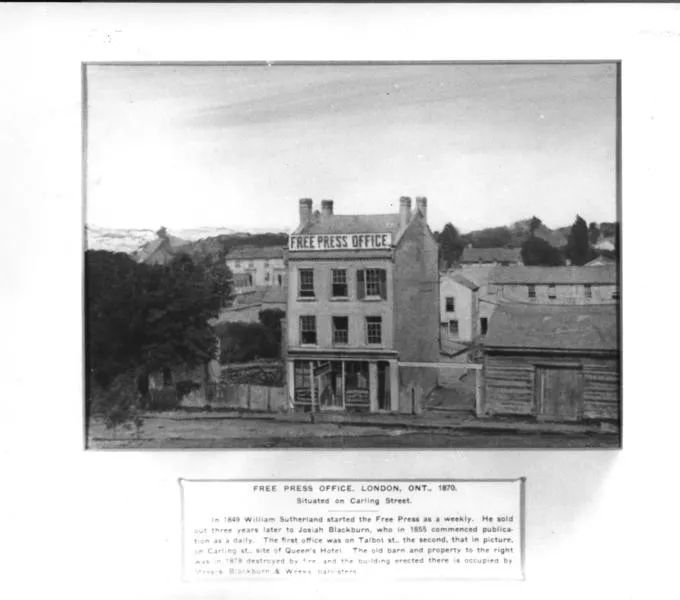 Free Press Office London ON., black and white photo of a building