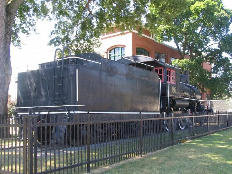 Colour photograph of a train. Looking southwest