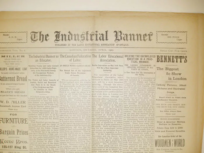 Black and white image of a newspaper The Industrial Banner