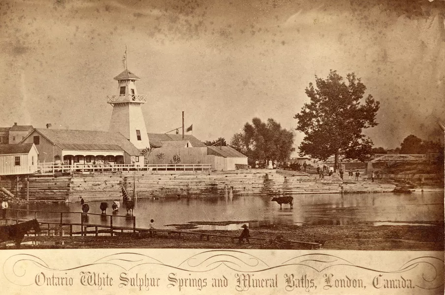 Black and white print of the forks of the Thames river