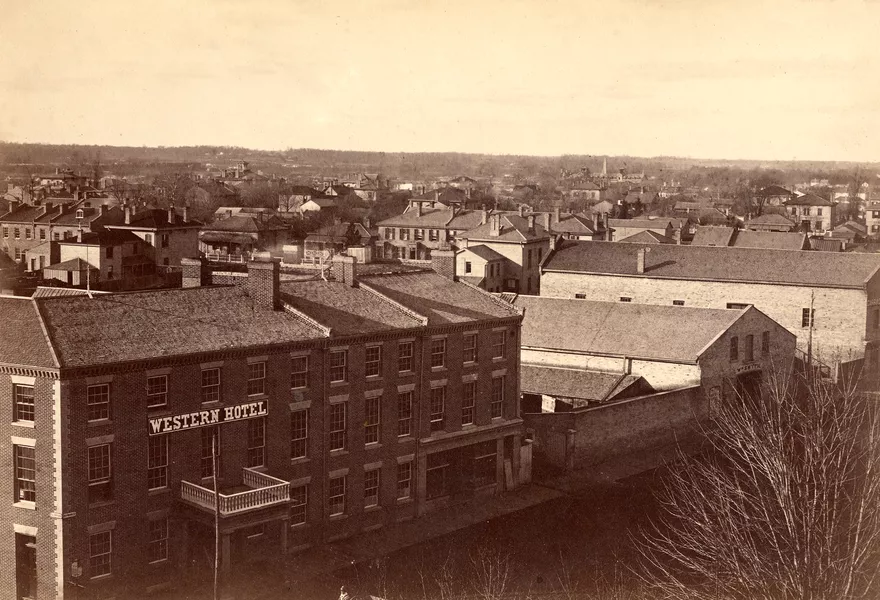  Black and white photograph of the Western Hotel