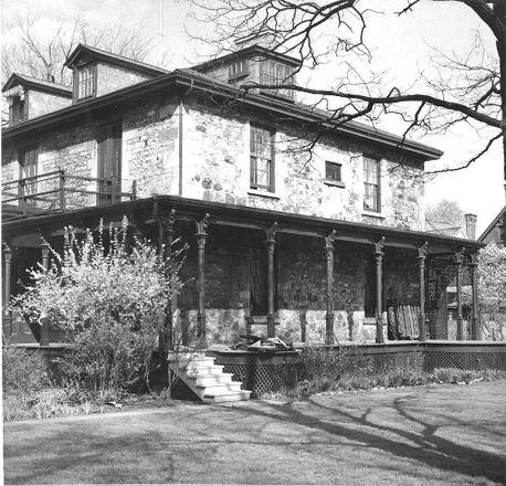 Black and white photo of a house